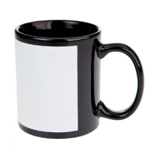 Taza Negra 11 oz con Ventana Blanca para Sublimación